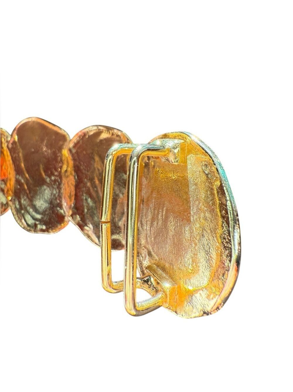 Vintage Accessocraft NYC Gold Hammered Disc Belt Front / Centerpiece 9” — 1970s - Picture 8 of 9